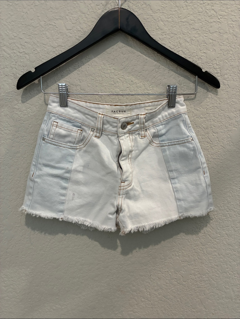 PacSun Two-Tone White Denim Cutoff Shorts